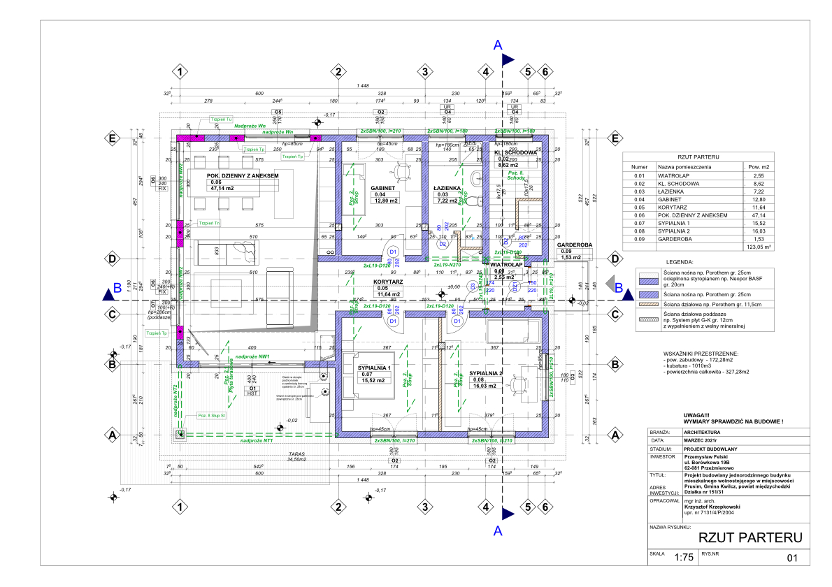 Ogrody 604 - Prusim - Plan parteru
